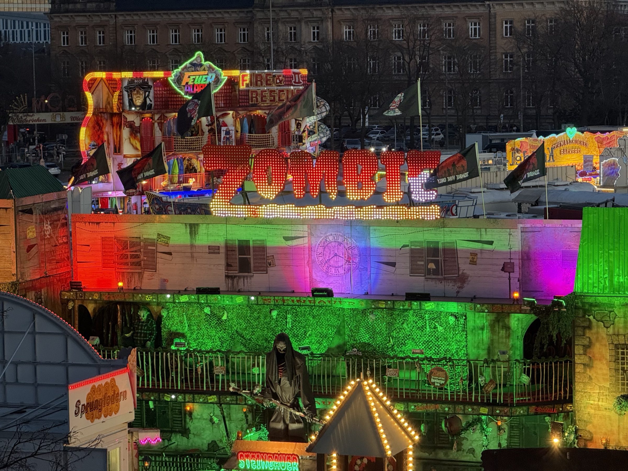 Zombie funhouse neon lights