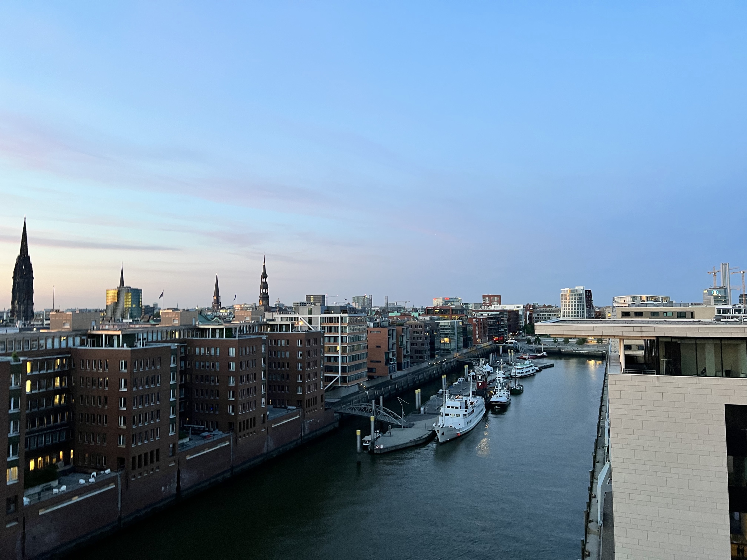 Speicherstadt and HafenCity at dusk